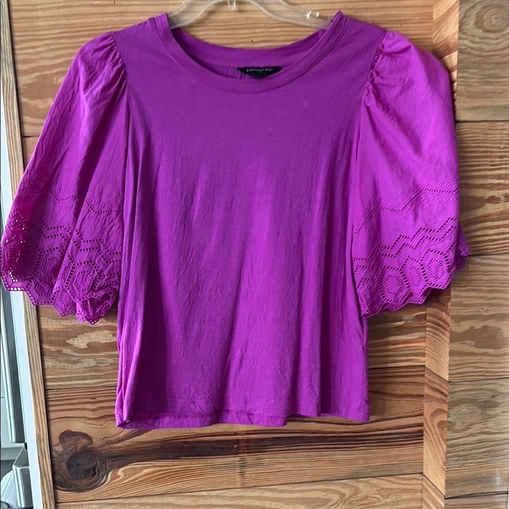 Banana Republic Magenta Blouse with Lace Sleeves Size S